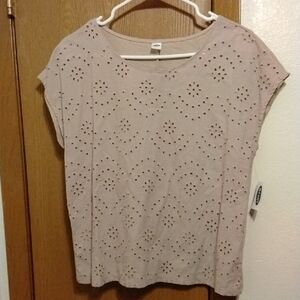 Old Navy Women's Taupe Eyelet Tee